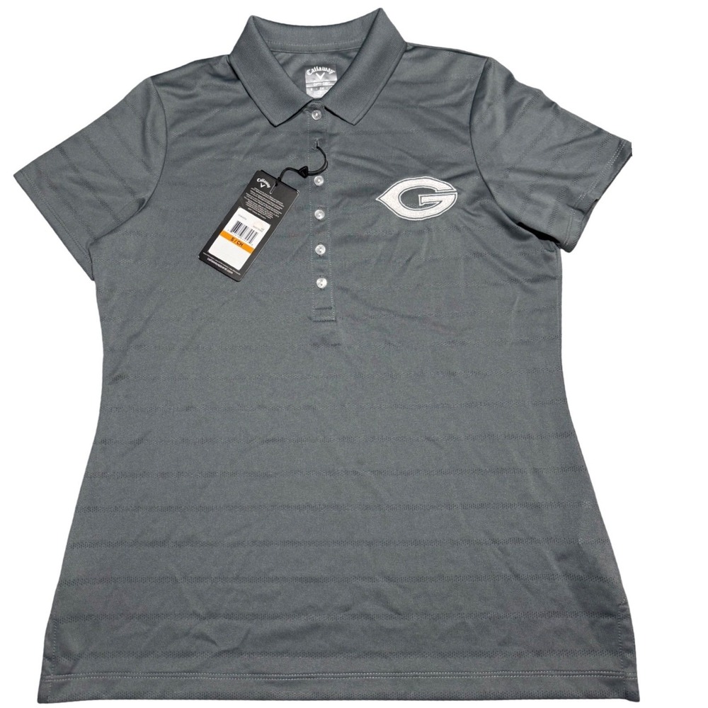 Callaway‎ Polo Womens S Embroidered G Logo Golf Shirt Gray Performance Athletic